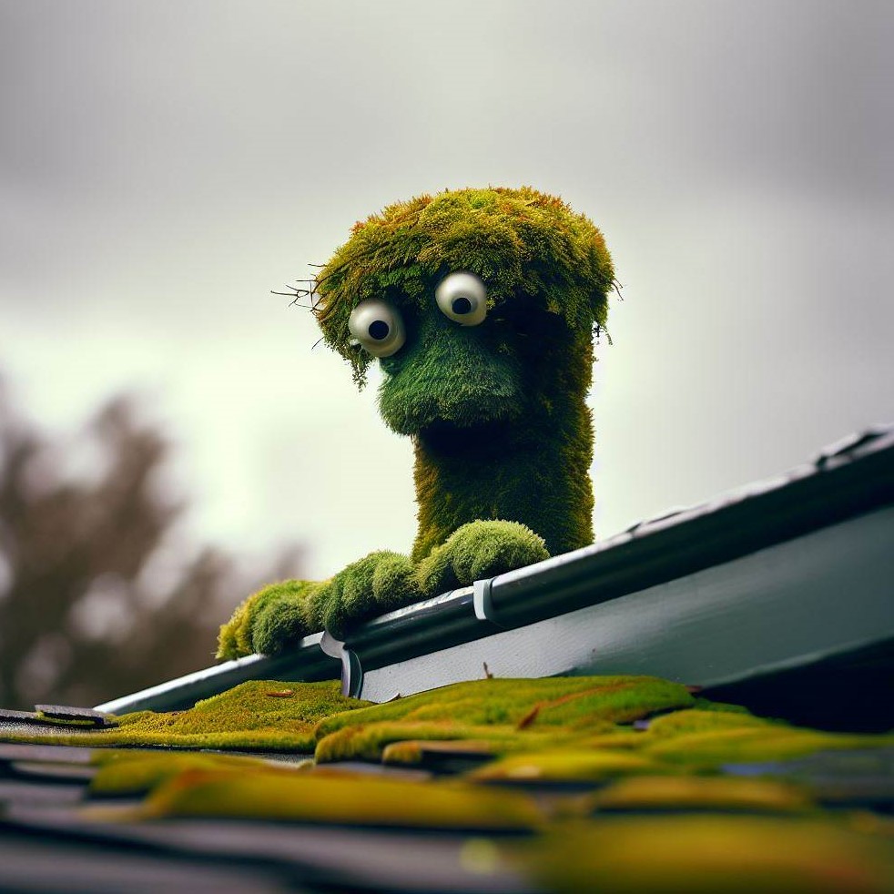 A moss monster living in your clogged gutters